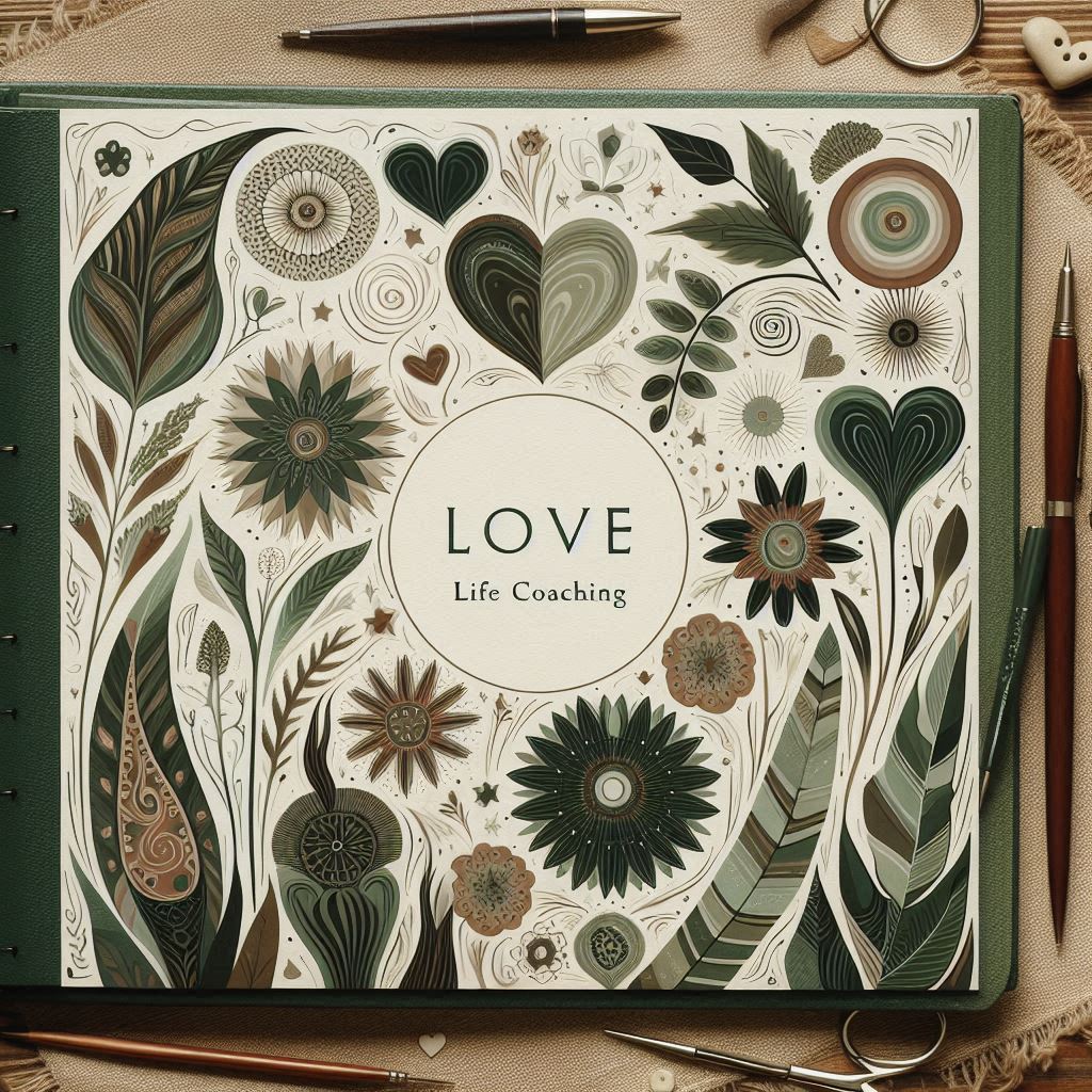 LIFE COACHING IMAGE FOR LOVE IN TONES OF GREEN AND BROWN