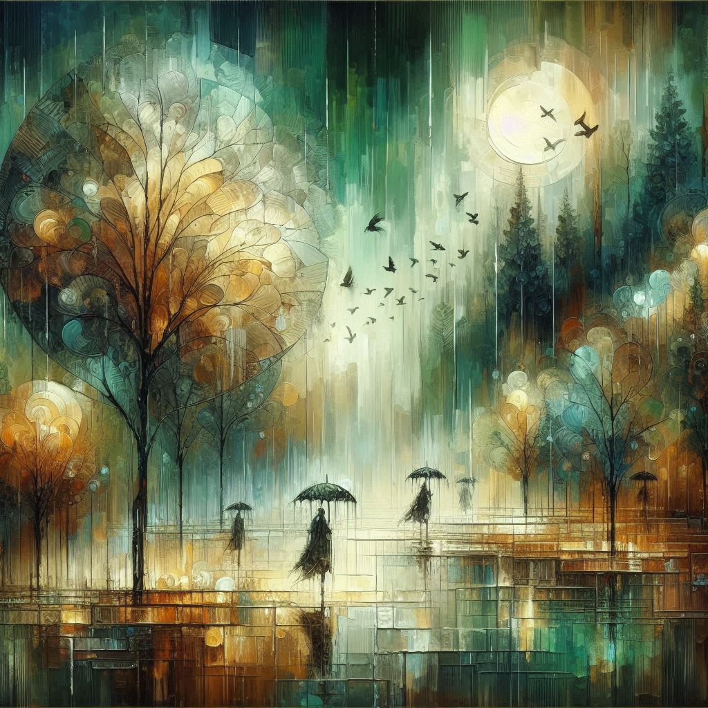 rainy days for art life coaching in hues of green and brown